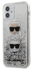 Чехол для телефона Karl Lagerfeld KLHCP12SKCGLSL Liquid Glitter 2 Heads для Apple iPhone 12 Mini, серебристый цена и информация | Чехлы для телефонов | kaup24.ee