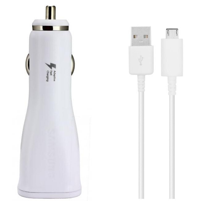 Samsung EP-LN915UBE 12 / 24V 2A Quick Charge Car Charger + Micro USB Cable White (EU Blister) цена и информация | Mobiiltelefonide laadijad | kaup24.ee