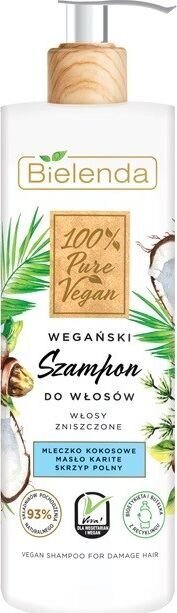 Toitev taastav šampoon kahjustatud juustele Bielenda 100% Pure Vegan, 400 g hind ja info | Šampoonid | kaup24.ee