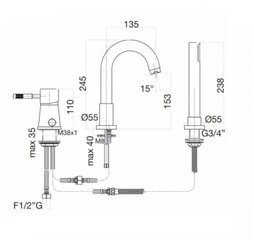 Смеситель на край ванной Fiore Xenon, 3 части, хром цена и информация | Смесители | kaup24.ee