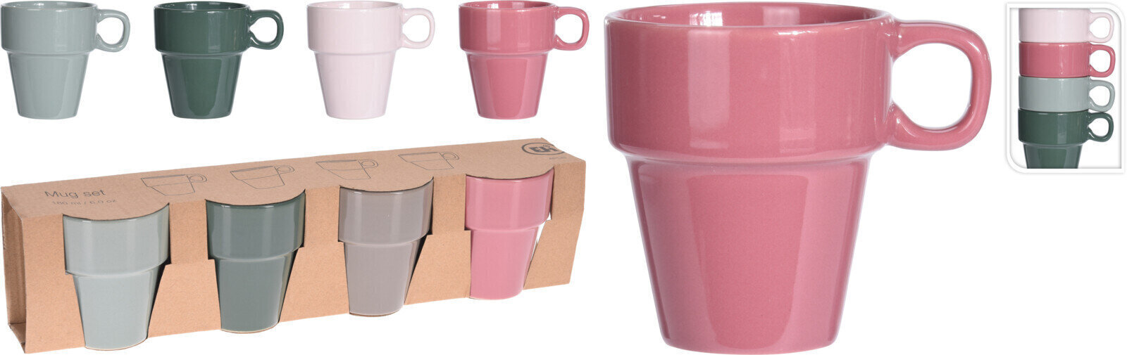 Excellent Houseware tasside komplekt, 180 ml, 4 tk. цена и информация | Klaasid, tassid ja kannud | kaup24.ee