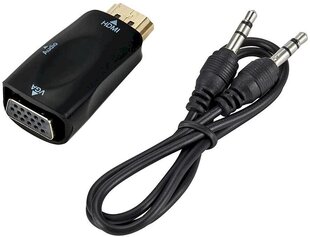 Videosignaali muundur Fusion HDMI to VGA (+ audio), must hind ja info | USB jagajad, adapterid | kaup24.ee