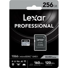 Флэш-память класса 10, Lexar High-Performance 1066x UHS-I MicroSDXC, 256 ГБ, черный цена и информация | Lexar Мобильные телефоны, Фото и Видео | kaup24.ee