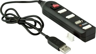 USB jaotur YENKEE YHB 4002BK, USB A - 4x USB 2.0, On/Off, 0.6m hind ja info | USB jagajad, adapterid | kaup24.ee