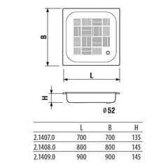 Terasest dušialus 80X80X14 JIKA hind ja info | Dušialused | kaup24.ee