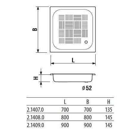 Terasest dušialus 80X80X14 JIKA hind ja info | Dušialused | kaup24.ee