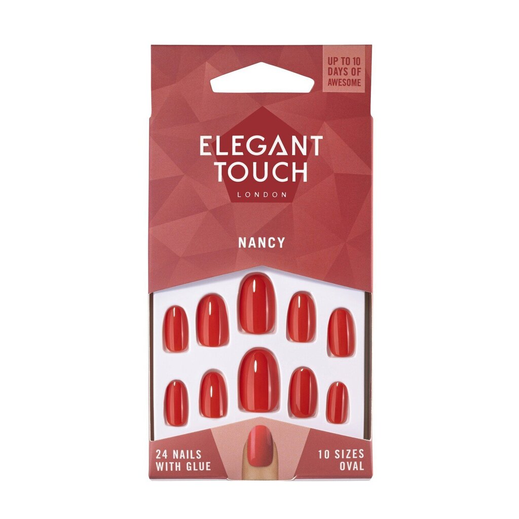 Kunstküüned Elegant Touch Polish Nails Nancy, Ovaalsed, punased hind ja info | Maniküüri ja pediküüri tarvikud | kaup24.ee