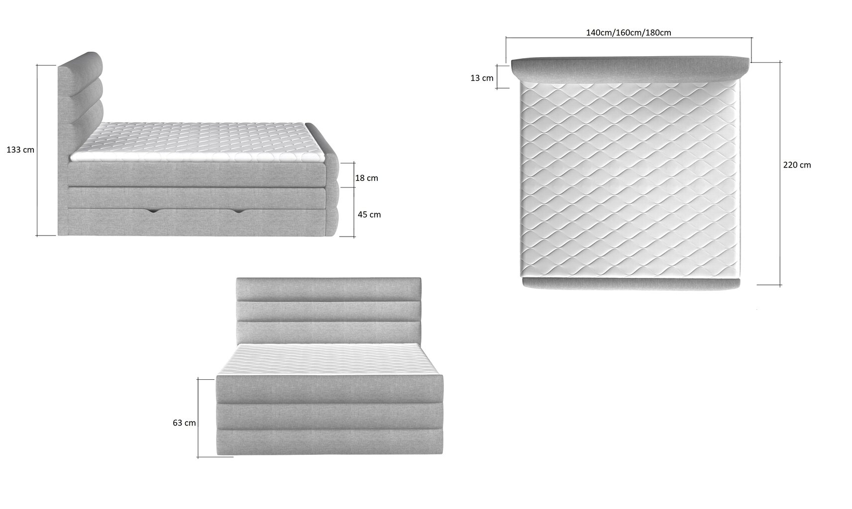 Voodi NORE Cande 06, 140x200 cm, tumeroheline hind ja info | Voodid | kaup24.ee