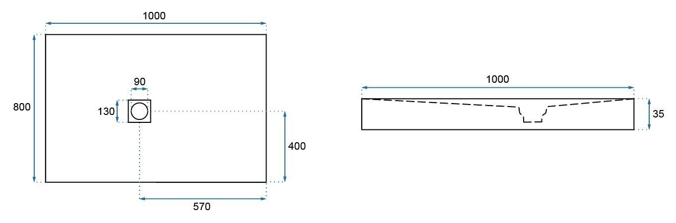 Rea dušialus Rock 80x100 sifooniga, grey цена и информация | Dušialused | kaup24.ee