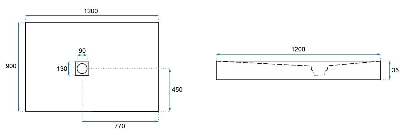 Rea dušialus Rock 90x120 sifooniga, grey hind ja info | Dušialused | kaup24.ee