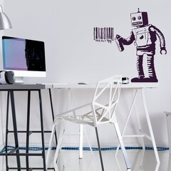 Banksy Robot Vöötkoodiga Vinüülkleebis - Tänavakunsti Graffiti Masina Seina Kleebis - Seinakleebis Suurus 60x60cm цена и информация | Декоративные наклейки | kaup24.ee