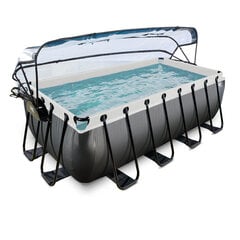 Каркасный бассейн с песочным фильтром и крышей Exit Leather, 400x200x122 см, черный цена и информация | Бассейны | kaup24.ee