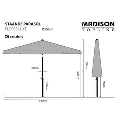Päikesevari Madison Flores Luxe, 300cm, helehall, PAC2P015 цена и информация | Зонты, маркизы, стойки | kaup24.ee