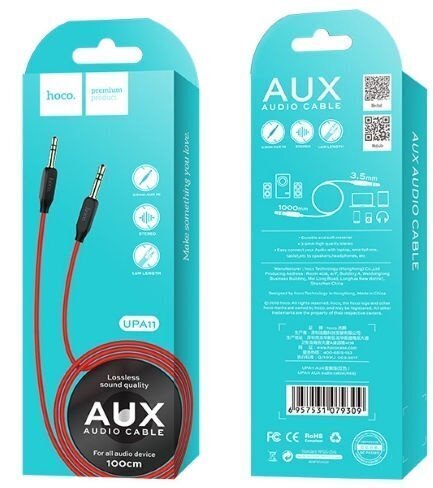 Hoco UPA11 AUX Audio Cable 3.5 mm -> 3.5 mm 1m Red hind ja info | Kaablid ja juhtmed | kaup24.ee