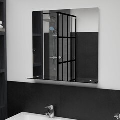Настенное зеркало с полкой, 60x60см, закаленное стекло цена и информация | Зеркала | kaup24.ee