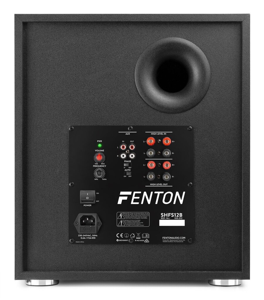 Fenton SHFS12B aktiivne subwoofer 12 “must hind ja info | Kõlarid | kaup24.ee