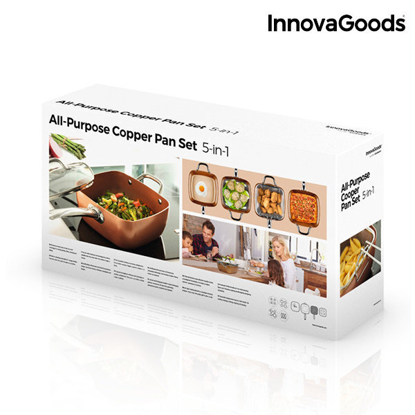 Multifunktsionaalne pannikomplekt Copper InnovaGoods 5 IN 1, 4-osaline hind ja info | Pannid | kaup24.ee