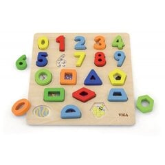 Puidust pusle numbrite ja geomeetriliste kujunditega hind ja info | Arendavad mänguasjad | kaup24.ee