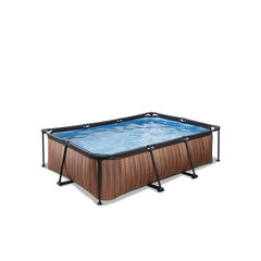 Каркасный бассейн Exit Wood с фильтром, 220x150x65 см, коричневый цена и информация | Бассейны | kaup24.ee
