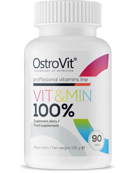 100% Vit &amp; Min 90 tabletti цена и информация | Vitamiinid, toidulisandid, preparaadid tervise heaoluks | kaup24.ee