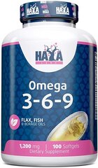 Haya Labs Omega 3-6-9 100 softgels hind ja info | Vitamiinid, toidulisandid, immuunsuse preparaadid | kaup24.ee