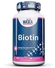 Haya Labs Biotin 500mcg 60 kaps hind ja info | Vitamiinid, toidulisandid, preparaadid tervise heaoluks | kaup24.ee