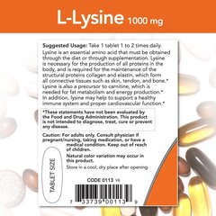 L-lüsiin 1000 mg 100 tabletti hind ja info | Vitamiinid, toidulisandid, preparaadid tervise heaoluks | kaup24.ee