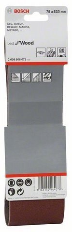 Liivapaber Bosch (75 X 533 MM) P80 - 3 tk hind ja info | Lihvmasinad ja ketaslõikurid | kaup24.ee