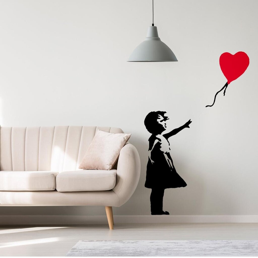 Banksy Tüdruk Südame Õhupalliga Vinüülkleebis - Tänavakunsti Graffiti Seina Kleebis - Seinakleebis Suurus 80 X 53 Cm цена и информация | Seinakleebised | kaup24.ee