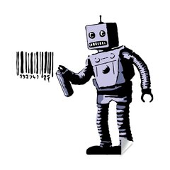 Виниловая наклейка робот Бэнкси со штрих-кодом, 120 X 120 см цена и информация | Декоративные наклейки | kaup24.ee
