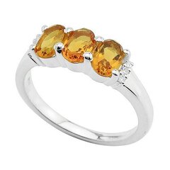 Hõbesõrmus (925) ilusate kuldkollaste tsitriinidega hind ja info | Sõrmused | kaup24.ee