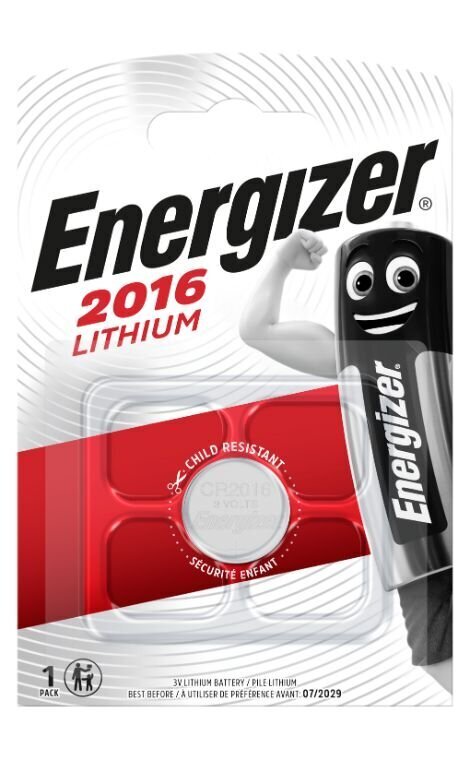 Patarei ENERGIZER Lithium CR2016 3V B1, 90 mAh, 1 tk hind ja info | Patareid | kaup24.ee
