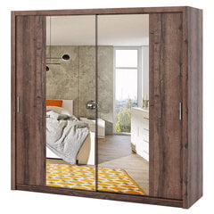 Шкаф с зеркалом Selsey Rinker 220 см, темно-коричневый цена и информация | Шкафы | kaup24.ee