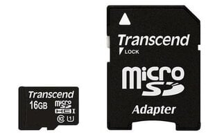 Mälukaart TRANSCEND MICRO SDHC 16GB CLASS 10 + SD ADAPTER hind ja info | Mobiiltelefonide mälukaardid | kaup24.ee