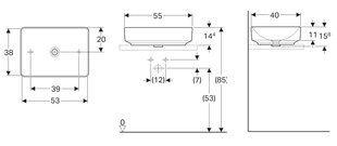 Valamu keraamiline Geberit VariForm 500.779.01.2, valge hind ja info | Kraanikausid, valamud | kaup24.ee