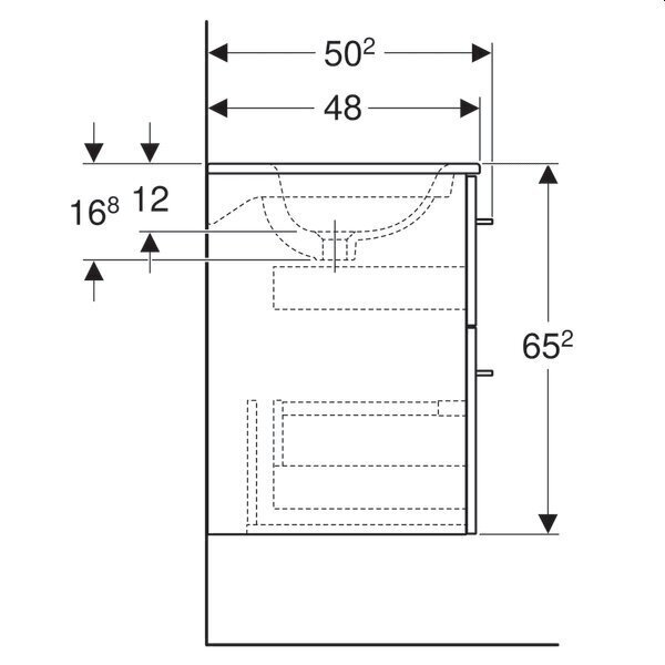 Valamu seinakapi ja kahe sahtliga Selnova Square 501.240.00.1, 800x652x502 mm, valge hind ja info | Kraanikausid, valamud | kaup24.ee