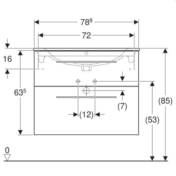 Valamu seinakapi ja kahe sahtliga Selnova Square 501.240.00.1, 800x652x502 mm, valge hind ja info | Kraanikausid, valamud | kaup24.ee