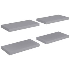 Seinariiulid VidaXL, 4 tk., 50x23x3.8 cm, hall цена и информация | Полки | kaup24.ee