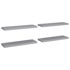 Seinariiulid VidaXL, 4 tk., 80x23,5x3,8 cm, hall цена и информация | Полки | kaup24.ee