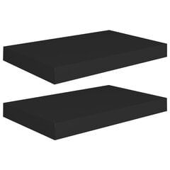 Seinariiulid VidaXL, 2 tk., 40x23x3.8 cm, must цена и информация | Полки | kaup24.ee