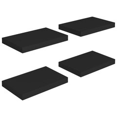 Seinariiulid VidaXL, 4 tk., 40x23x3.8 cm, must цена и информация | Полки | kaup24.ee