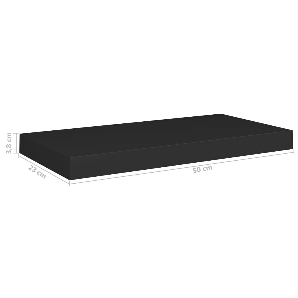 Seinariiulid vidaXL, 2 tk., 50x23x3.8 cm, must цена и информация | Riiulid | kaup24.ee