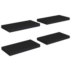 Seinariiulid VidaXL, 4 tk., 50x23x3.8 cm, must цена и информация | Полки | kaup24.ee