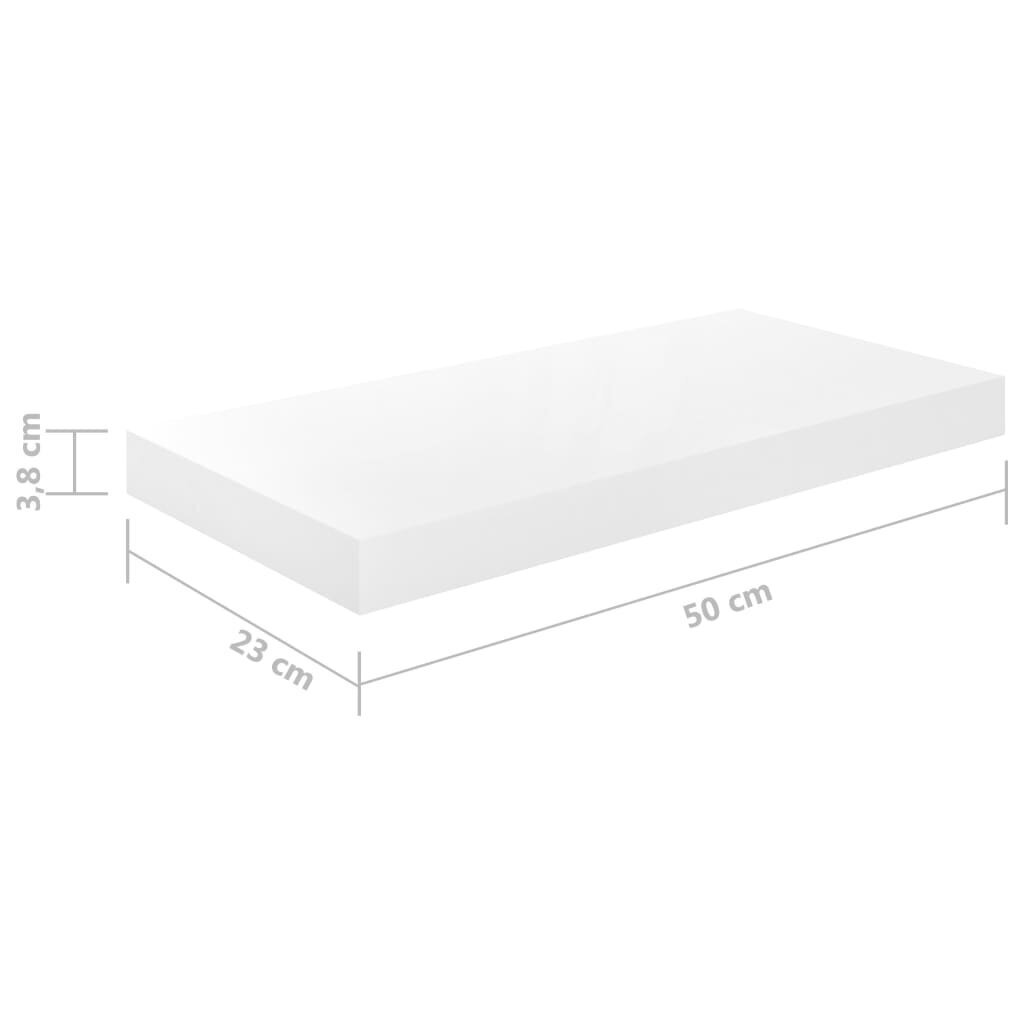 Seinariiulid VidaXL, komplekt 2, 50x23x3.8 cm, valge hind ja info | Riiulid | kaup24.ee