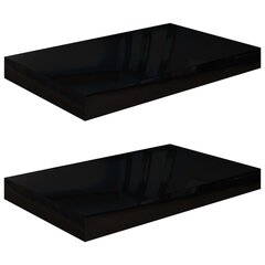 Seinariiulid VidaXL, 2 tk., 40x23x3.8 cm, must цена и информация | Полки | kaup24.ee