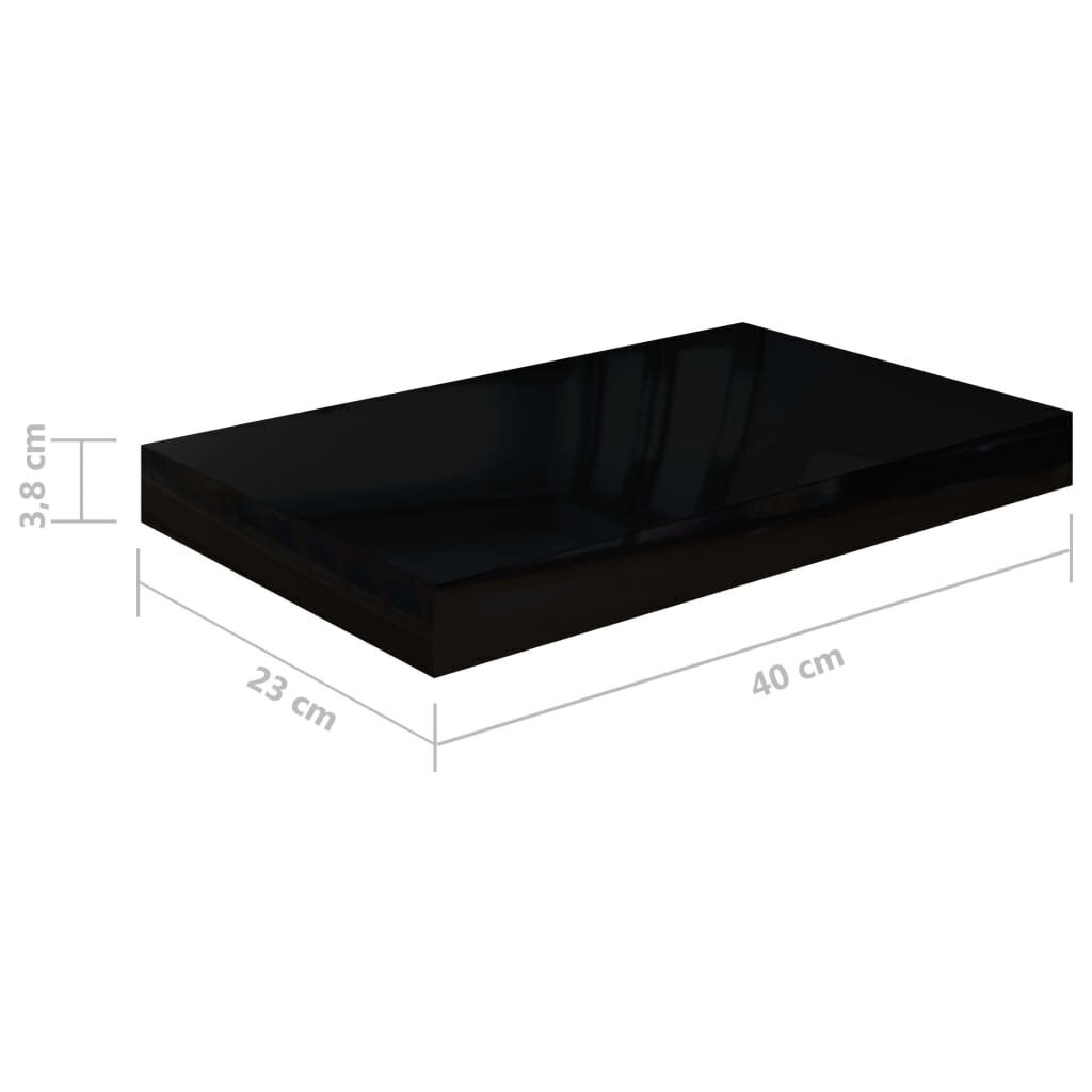 Seinariiulid VidaXL, 2 tk., 40x23x3.8 cm, must hind ja info | Riiulid | kaup24.ee