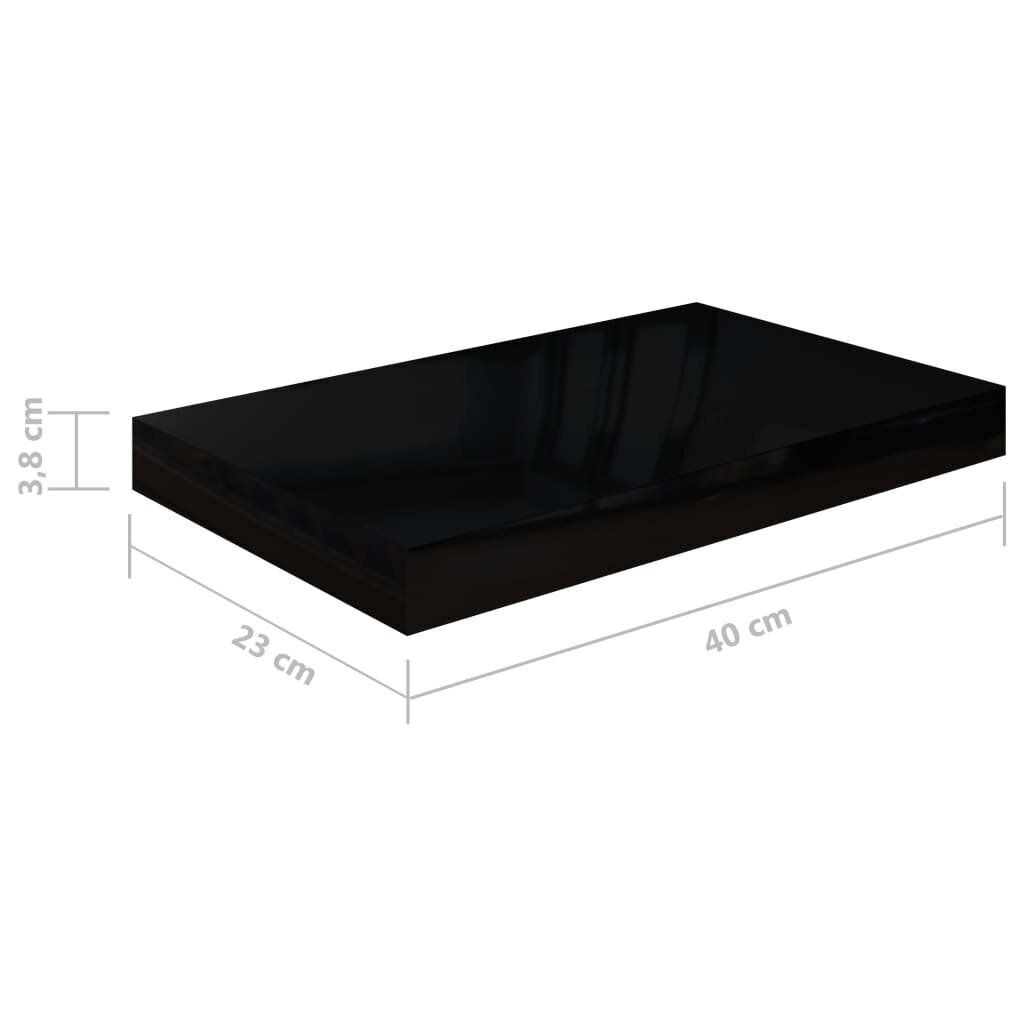 Seinariiulid VidaXL, 2 tk., 40x23x3.8 cm, must цена и информация | Riiulid | kaup24.ee