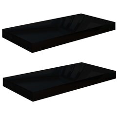 Seinariiulid VidaXL, 2 tk., 50x23x3.8 cm, must цена и информация | Полки | kaup24.ee