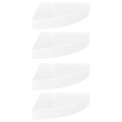 Полки подвесные угловые VidaXL, 4 шт., 25x25x3,8 см, белые цена и информация | Полки | kaup24.ee