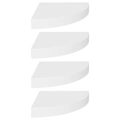 Полки подвесные угловые VidaXL, 4 шт., 25x25x3,8 см, белые цена и информация | Полки | kaup24.ee